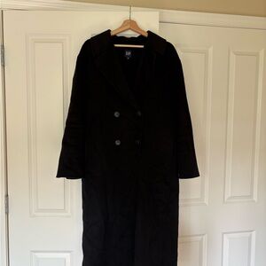 Black Wool Double-Breasted Slouch Coat